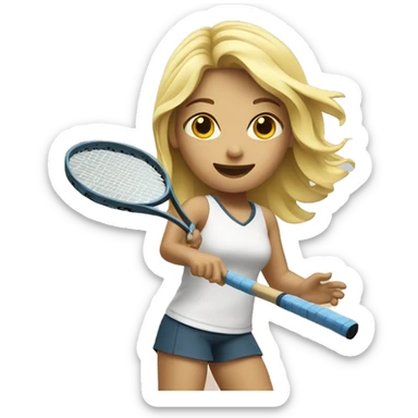 blonde girl playing tennis  sticker