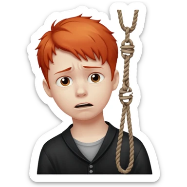 red headed boy hanging by his neck from a noose sticker