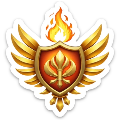 Simple minimalist Golden fiery crest symbol sticker
