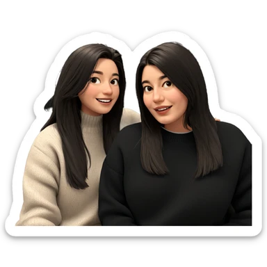 smiling girls in cozy sweaters sticker