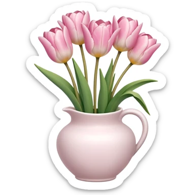 Light pink tulips in white vase sticker