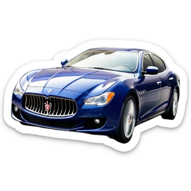 Maserati Quattroporte (2022) – cinematic-realistic Maserati Quattroporte emoji, its striking Italian design turning heads as it effortlessly maneuvers through the streets of Milan. The engine roars with Italian flair, echoing the car's racing heritage while enveloping the driver in an atmosphere of true luxury. sticker