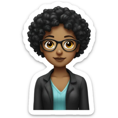 Black curly haired girl with glasses  sticker