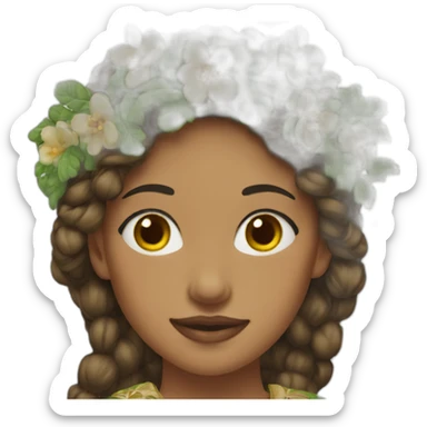 A woman in embroidered clothes with a wreath on her head sticker