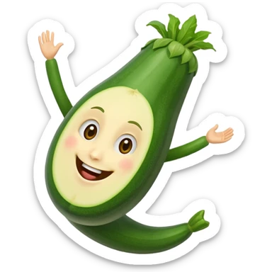 zucchini with a face doing a cartwheel sticker