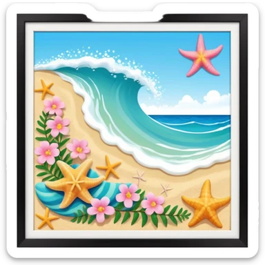 Conchiglie mare cocco onde stella marina fiori estivi tartarughe  sticker