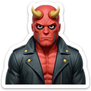 cinematic realistic portrait superhero Hellboy by Mike Mignola sticker