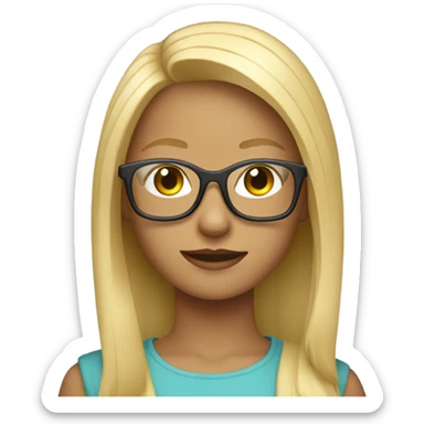A girl with blond hair with transparent glasses sticker
