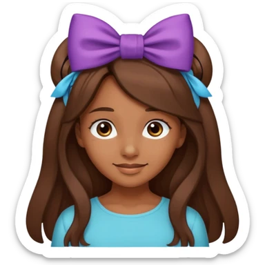 Chica morena, pelo largo castaño y un lazo en la cabeza sticker
