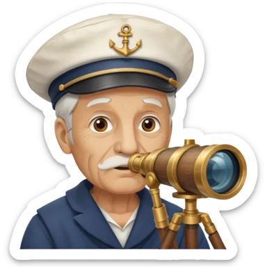 old sailor looking through a telescope, no text sticker