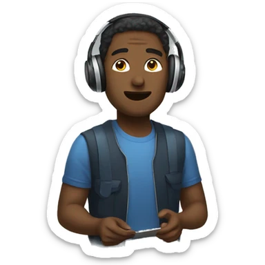Guy listening to music sticker