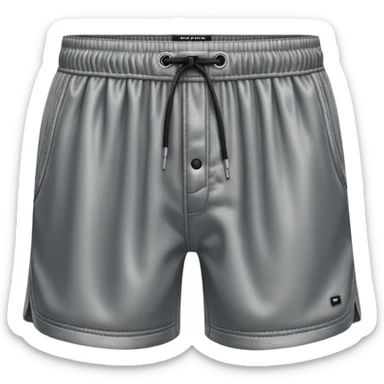 Hyperrealistic still life, highly detailed, Prestyled Cutoff Short With Silk Boxer in Grey Aged, Alexander Wang brand, 8k. Isolated, no human figures, no emoji faces, no emoji icons. sticker