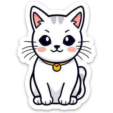 A cute cat emoji in the style of cartoonish stickers. sticker