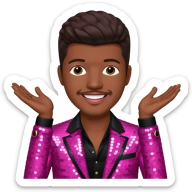 Robin Thicke with dark brown hair, dark pink sequin outfit sticker