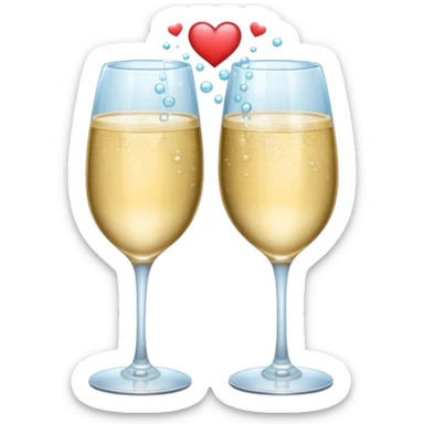 two glasses touching each other in a toast with a heart in the background sticker