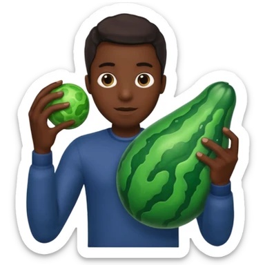 Big black man holding slimy veiny big object sticker