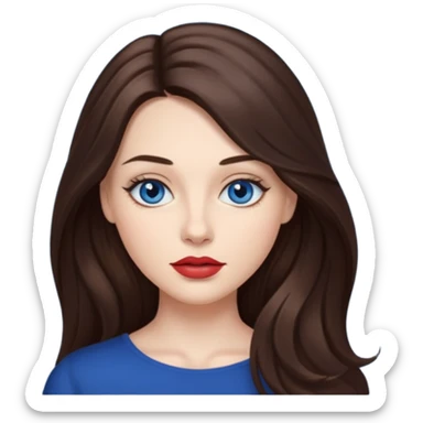 Woman with fair skin long brunette hair dark blue eyes and full lips sticker