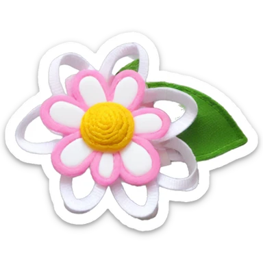 Summer flower hair clip pink and white sticker