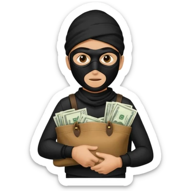 Ladro con la sacca dei soldi sulla spalla sticker