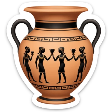 An emoji of an ancient Greek amphora vase with black-figure painting. sticker