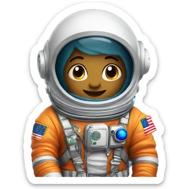Cute Chibi Astronaut In Space With Colorful Background 
 sticker