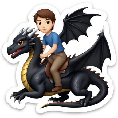  Me, white with brown hair, riding a black dragon to your work sticker