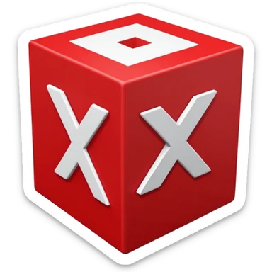 white x in red box 2D sticker