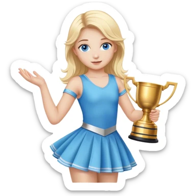 Young girl, blue eyes, blonde hair dancer with a Stanley cup sticker