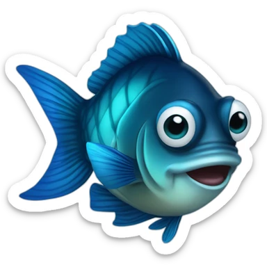 dark blue lantern fish with light cyan lips and fully blue eyes sticker