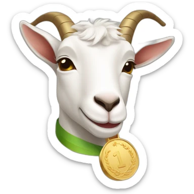 Happy goat nodding with a gold medal sticker