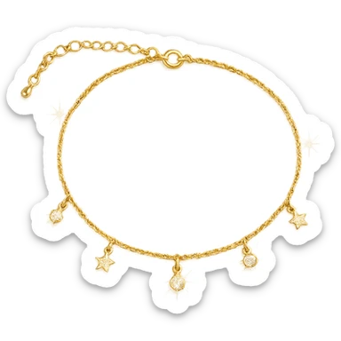girly sparkling charm anklet, delicate and shiny, no background sticker