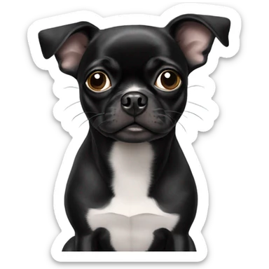 Black pug mix chihuahua mix Boston terrier sticker