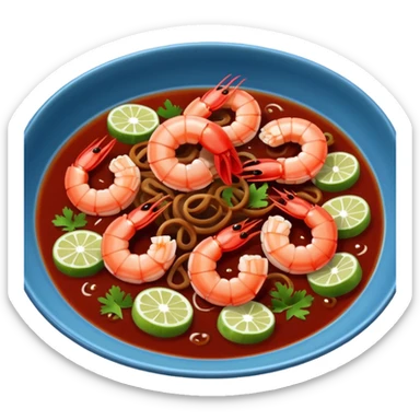 Thai tamarind shrimp dish with onion slices in the sauce sticker
