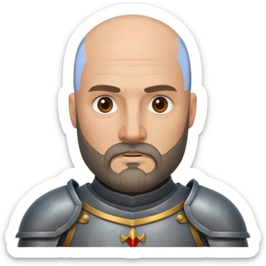 bald knight with beard, grey armor sticker