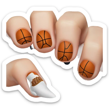 Painted nails with a basketball  sticker