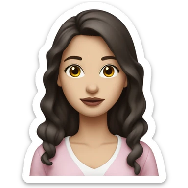 Dark brown hair white face woman full body amber eyes pink lips sticker