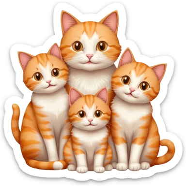happy mom cat and happy dad cat with four happy kittens sticker