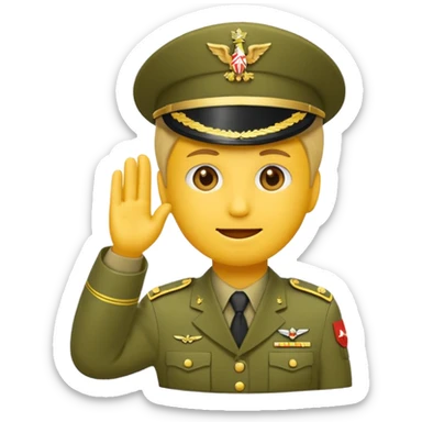 Eine salutierenden Emoji (Hautfarbe: gelb ) in Armee Klamotten männlich salutierend sticker