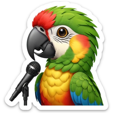 Parrot speaking into mic sticker