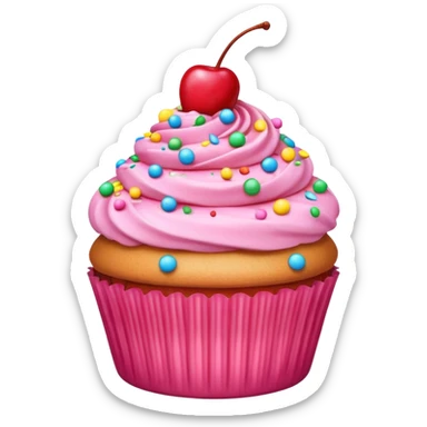 pink cupcake with cherry and sprinkle on top  sticker