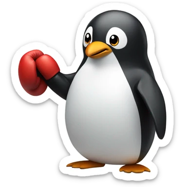 Penguin wearing boxing gloves sticker