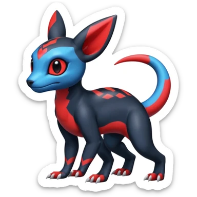 Cute Exotic Colorful Guilmon-Salandit-Umbreon-Fakémon-hybrid-creature (full body)  sticker