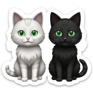 Two cats one black one grey and white sticker