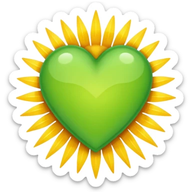 green heart with a sunburst pattern sticker