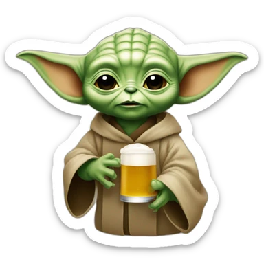 Bébe Yoda qui boit une bière sticker