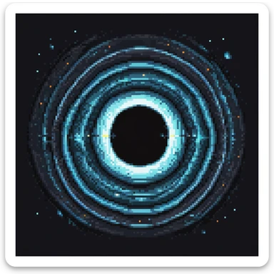 black hole, pixel art style, simple cosmic background sticker