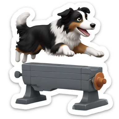 Border collie jumping over anvil sticker