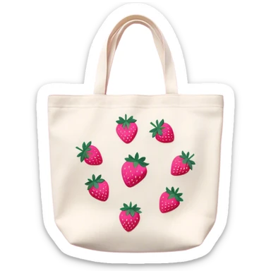 Canvas tote bag with embroidered pink strawberries  sticker