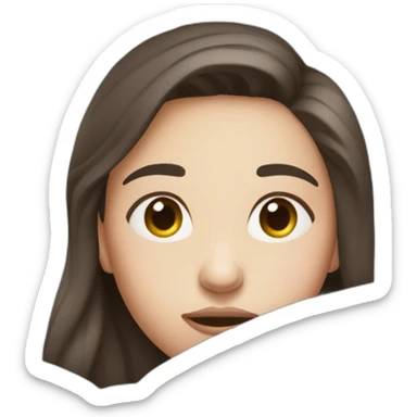 Brunette that is pushing her face against a light blue pillow beacause she is embarrassed  sticker