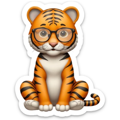 full body of tiger wear glasses sticker